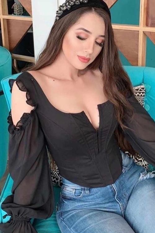 BLUSA DONNA CORSETTE NEGRO.