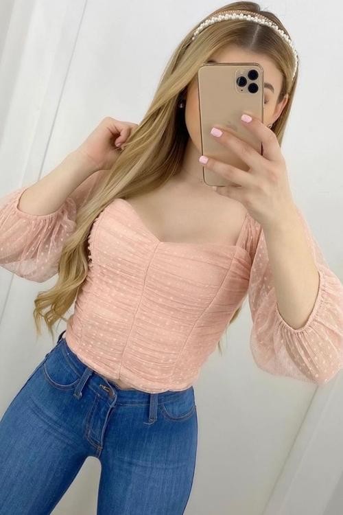 BLUSA TULLE ROSA DRAPEADA