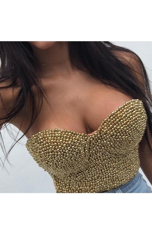 BUSTIER PERLAS ORO