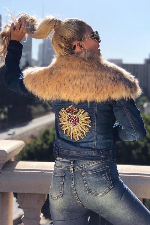 CHAMARRA FAUX-MEZCLILLA CORAZON.