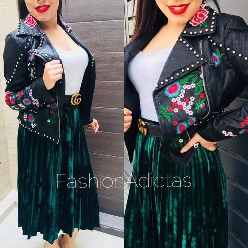 CHAMARRA GUCCI ESTOPEROLES NEGRA BORDADA