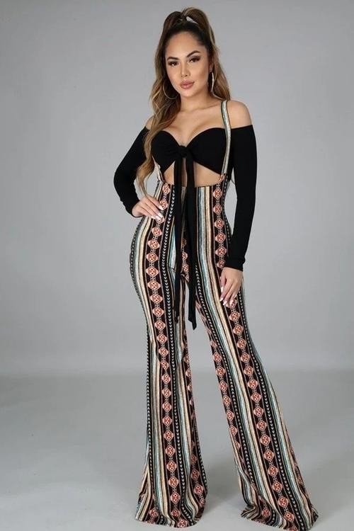 JUMPSUIT OVERALL MARISOL TRIBAL NEGRO