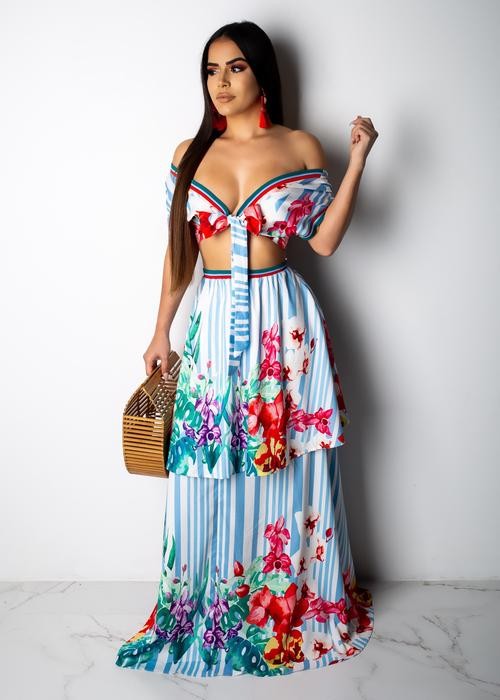 MAXI SET SORAIDA RAYADO FLORAL