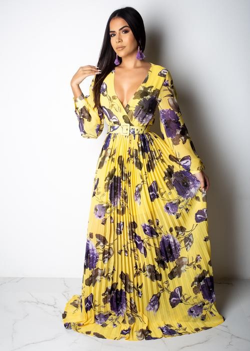 MAXI VESTIDO KELLY AMARILLO FLORAL.