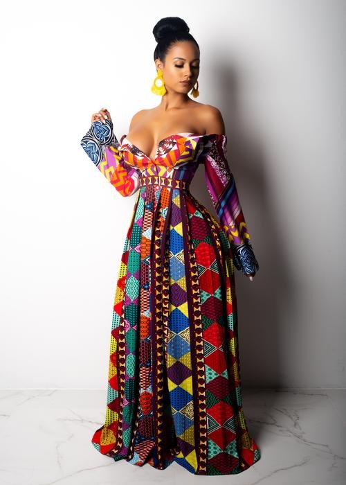 MAXI VESTIDO NUBA MULTICOLOR.