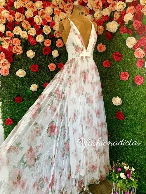 MAXI VESTIDO TULLE BLANCO FLORAL