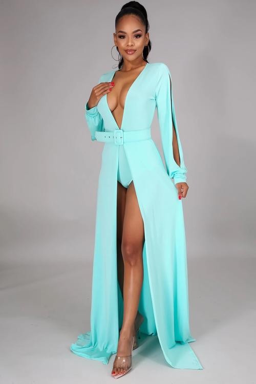 MAXI VESTIDO-TRAJE DE BAÑO MENTA