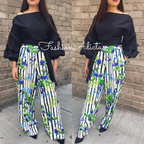 PALAZZO FLORAL BLANCO/AZUL.