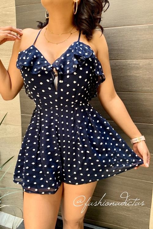 ROMPER LUNARES AZUL MARINO