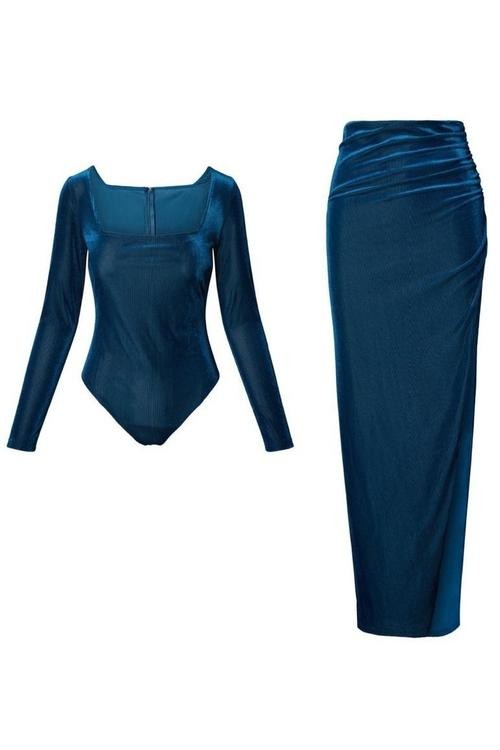 SET INDIGO TERCIOPELO FALDA/BODY