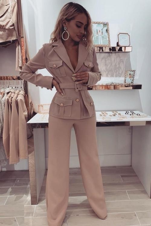 TRAJE NATALY ROSA BOTONES