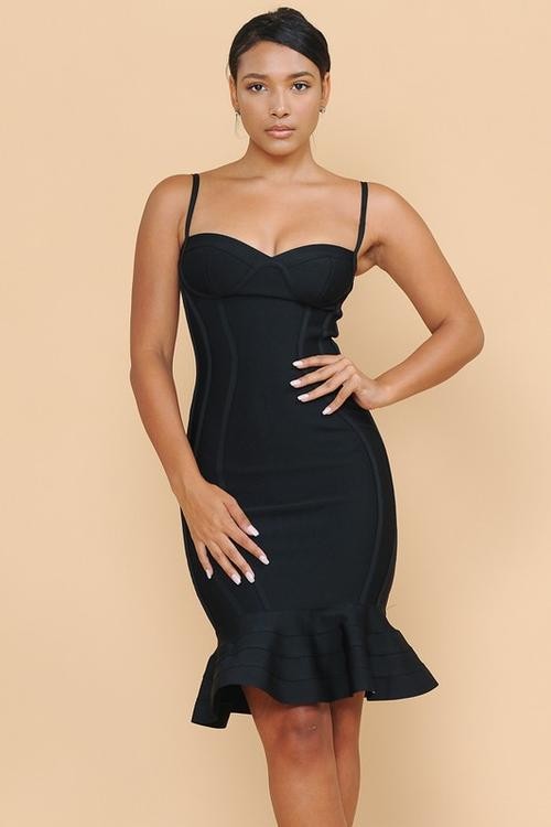 VESTIDO BANDAGE MERMAID NEGRO