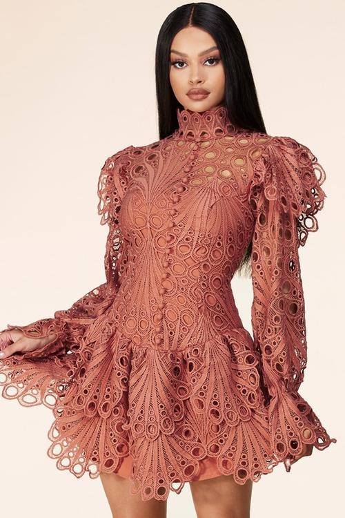 VESTIDO ENCAJE CAROLA MAUVE