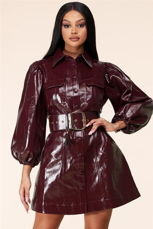 VESTIDO XENIA LEATHER VINO